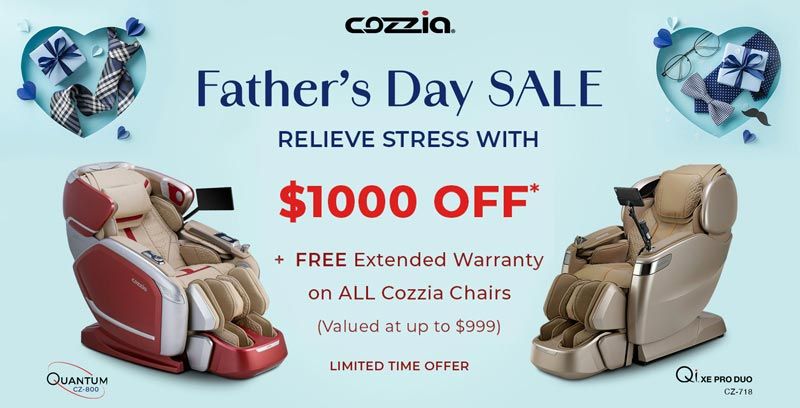 Cozzia Father's Day Sale - relieve stress with $1000 off